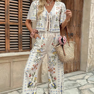 Damen Sommerliches Blumendruck-Set WW