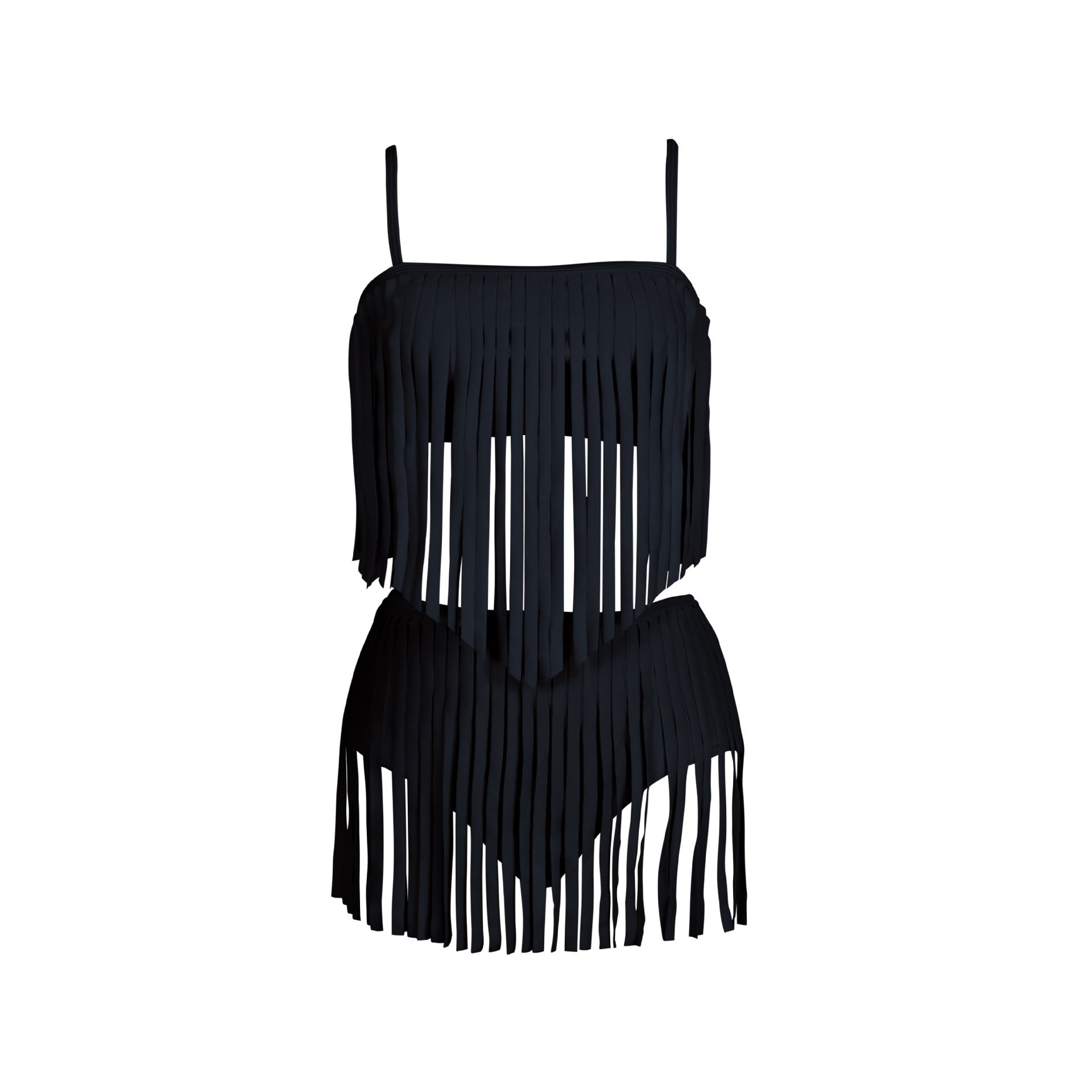 Damen Fransen-Bikini-Set mit modischem Oberteil und figurbetontem Unterteil WW