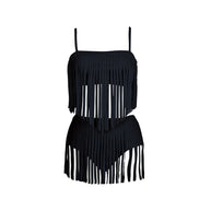 Damen Fransen-Bikini-Set mit modischem Oberteil und figurbetontem Unterteil WW