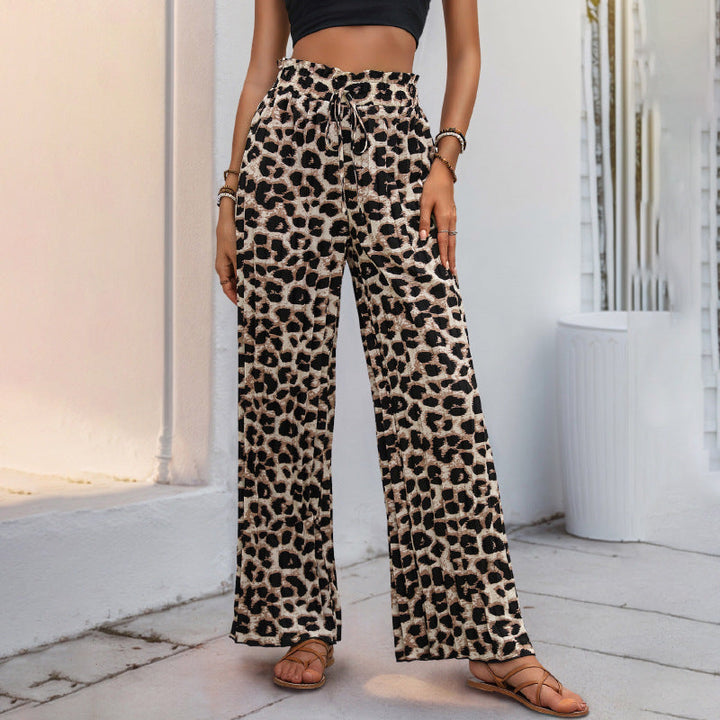 Damen Palazzo-Hose mit stylischem Leoprint und elastischem Taillenzug W&W Mode