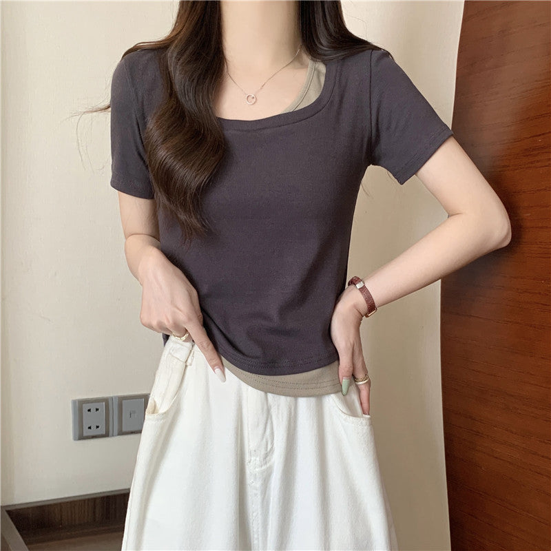 Damen Geschichtete Rippen T-Shirt WW