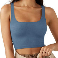 Damen Crop Top mit geripptem Stoff und breiten Trägern WW