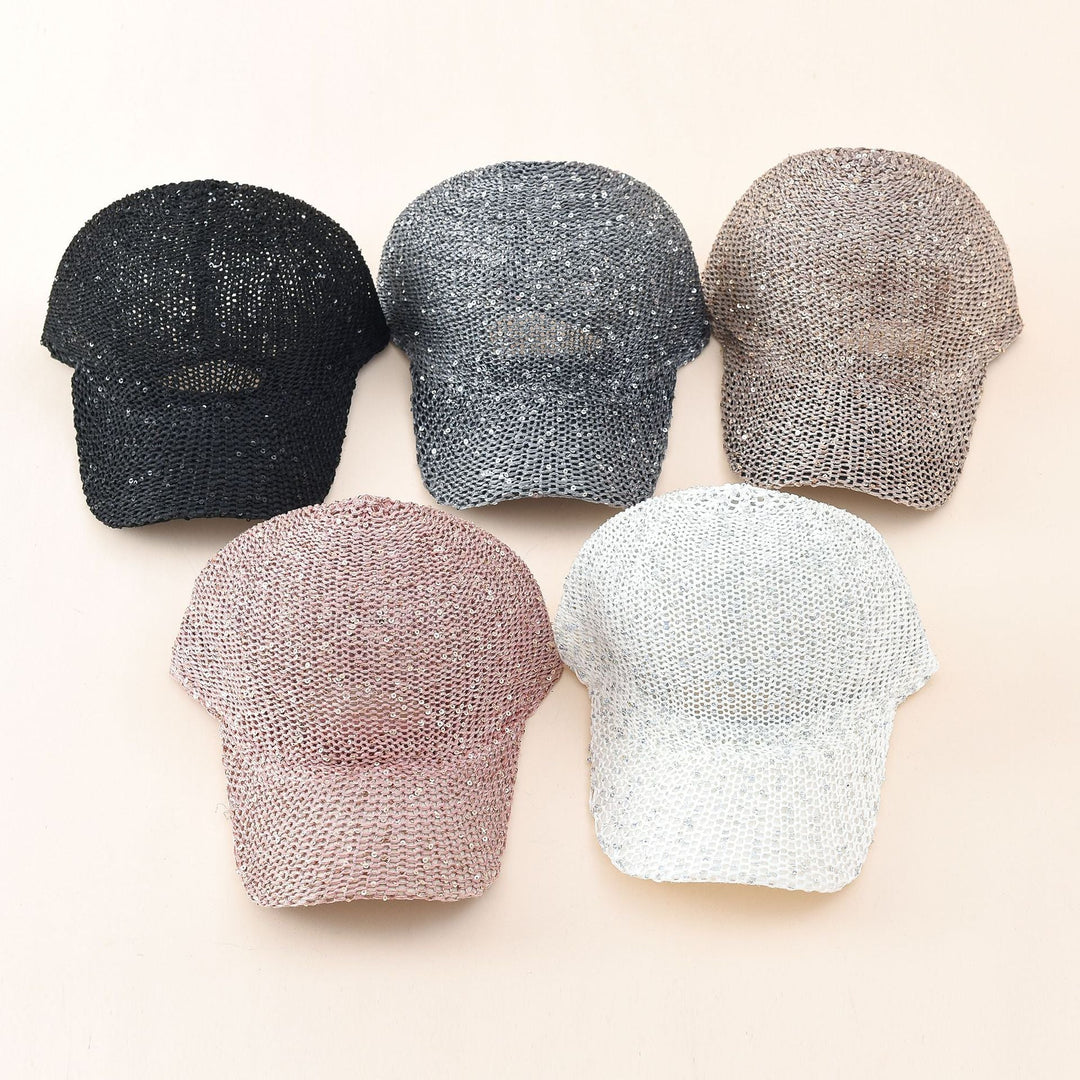 Damen Glitzernde Baseballmütze mit Netzstruktur W&W Mode