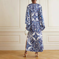 Damen Eleganter Kaftan mit kunstvollem Muster und seitlichen Schlitzen WW