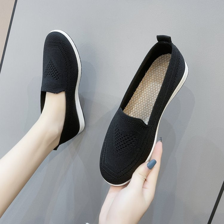 Damen bequeme Slip-On Sneakers mit atmungsaktiver Strick-Oberfläche W&W
