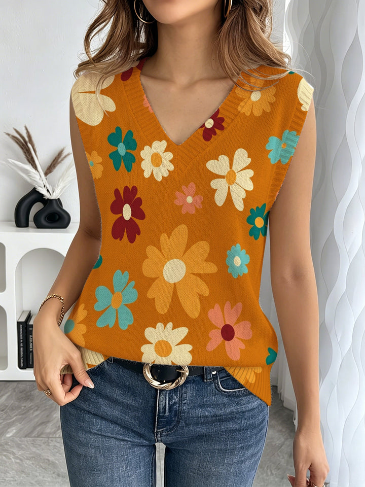 Damen ärmelloses Blusenshirt mit modernem Knotendesign und lebhaftem Muster W&W Mode