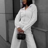 Damen Sportliches Loungewear-Set mit Kapuze und elastischem Bund WW
