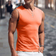 Herren ärmelloses Shirt mit Knopfleiste WW