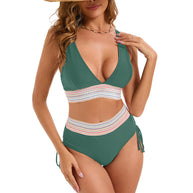 Damen Bikini-Set mit hohem Bund und schickem Wickeldetail WW