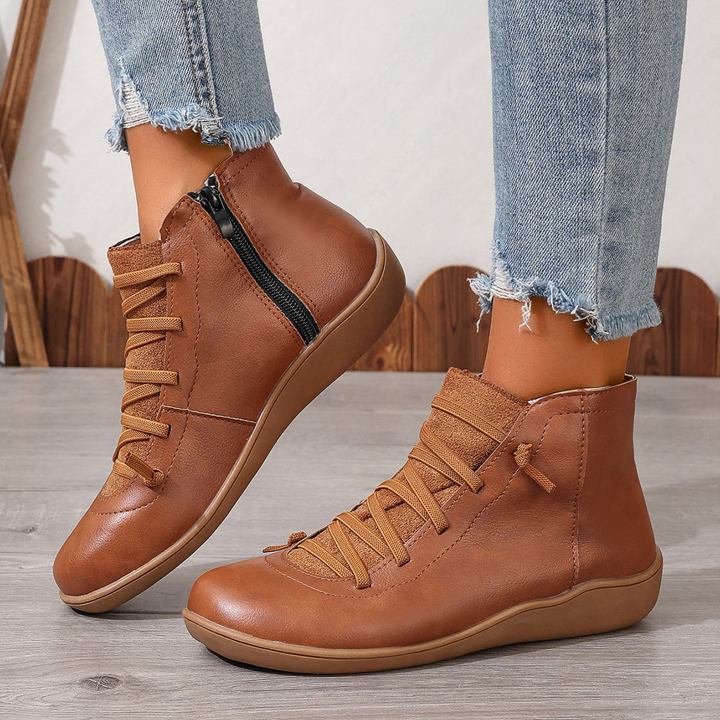 Damen Schnürstiefeletten mit rutschfester Sohle und atmungsaktivem Mesh-Einsatz WW