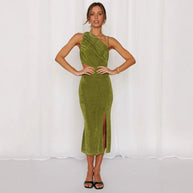 Damen Maxikleid mit elegantem Wickeldesign und sexy Schlitz WW