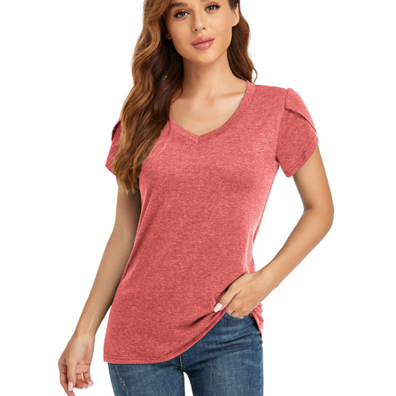 Damen V-Ausschnitt T-Shirt mit lässigem Schnitt und bequemen Material WW