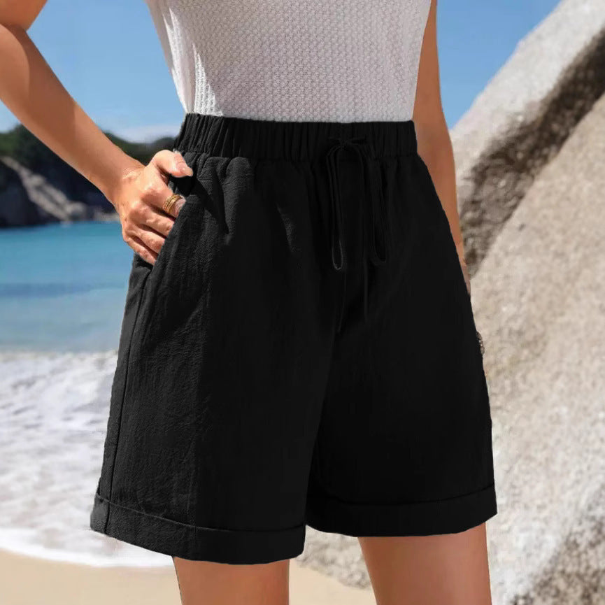 Damen Luftige Sommershorts mit elastischem Bund und Kordelzug WW