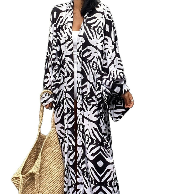 Damen Kimono-Robe mit Leopardenmuster WW
