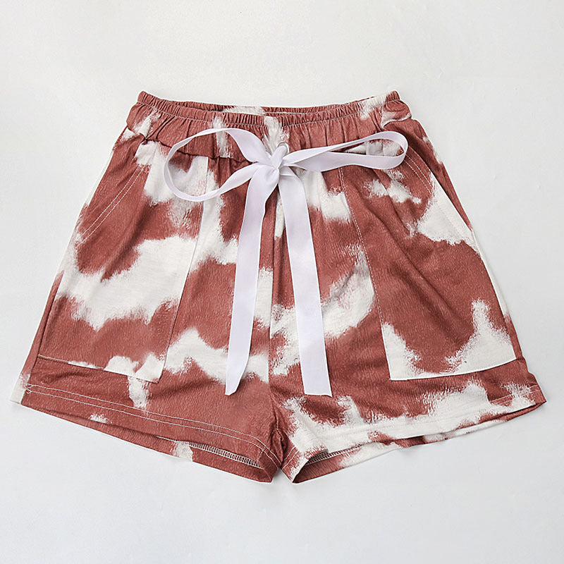 Damen lässige Shorts mit dekorativem Knoten und elastischem Bund WW