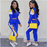Damen Sportliches Trackset mit colorblock Design und elastischem Bund WW