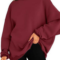 Damen oversized Kapuzenpullover mit seitlichen Schlitzen WW