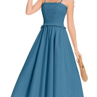 Damen elastisches Maxikleid mit Rüschendetails und geschmeidigem Material WW