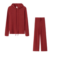 Damen Relaxed Fit Sweater-Set mit Kapuze und weiten Hosen WW