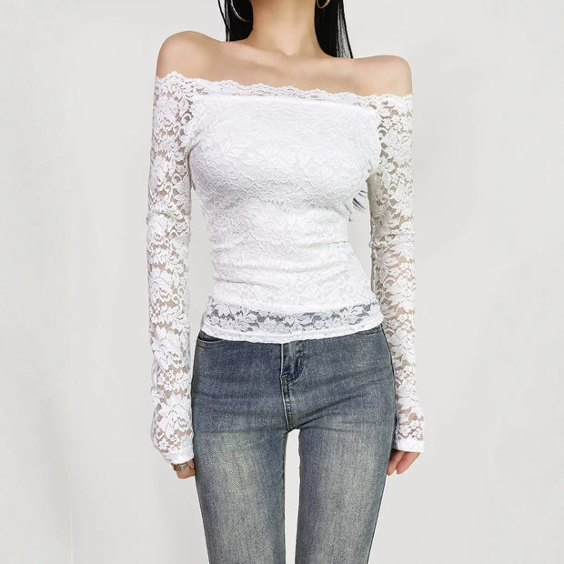 Damen Spitzenoberteil mit schickem Off-Shoulder-Ausschnitt WW