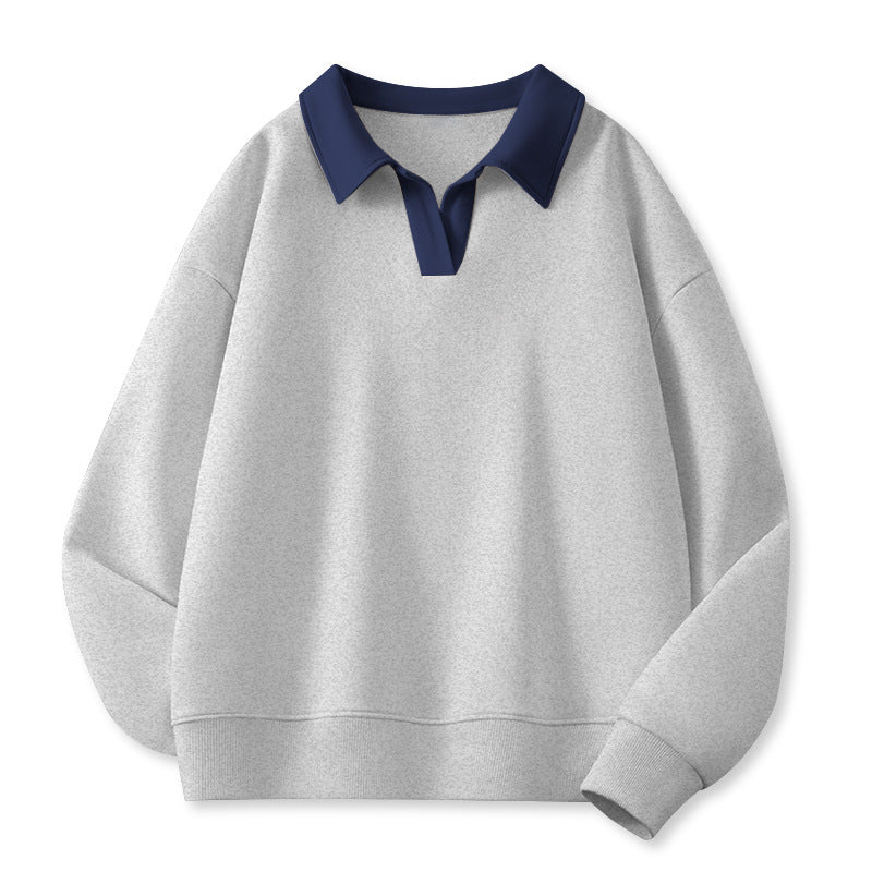 Damen Stilvolles V-Ausschnitt Fleece Pullover Sweatshirt WW