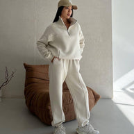 Damen Sportliches Fleece-Kombinationsset mit Stehkragen WW