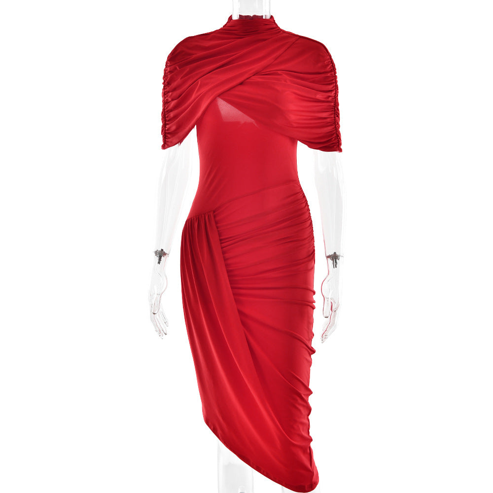 Damen elegantes, figurbetontes Rüschendes Abendkleid W&W Mode