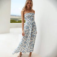 Damen Sommerliches Maxikleid mit schmalem Oberteil und Blumenprint WW