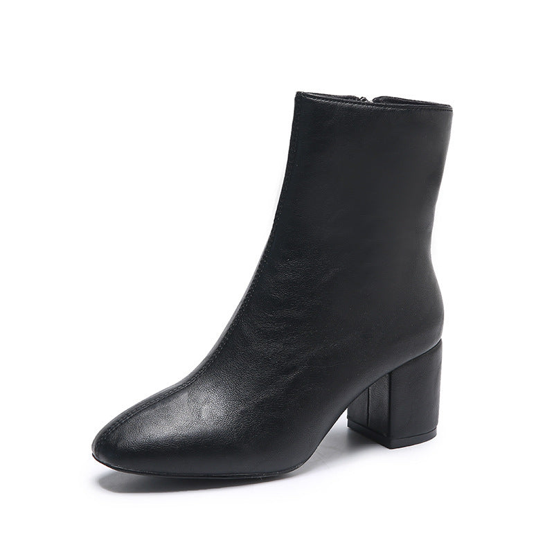 Damen Ankle Boots mit elegantem Blockabsatz und modischem Reißverschluss WW