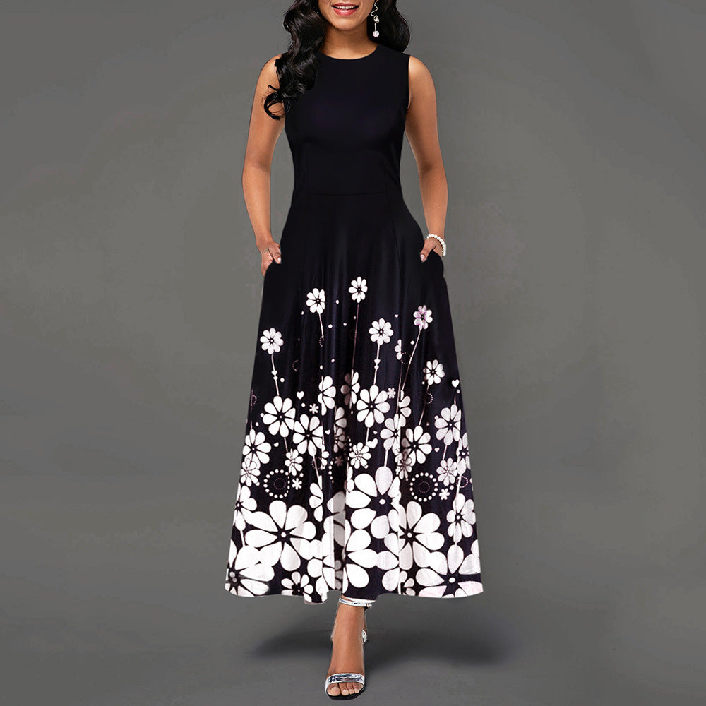 Damen Maxikleid mit floralem Print und praktischen Taschen WW