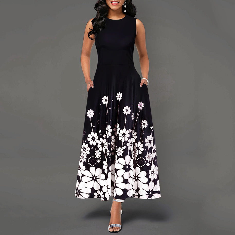 Damen Maxikleid mit floralem Print und praktischen Taschen WW