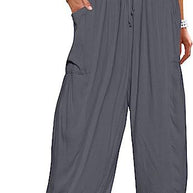 Damen Bequeme Leinen-Hosen mit praktischen Seitentaschen WW