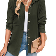Damen lässige Strickjacke mit Knopfleiste WW