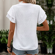 Damen Bluse mit detaillierten Rüschenärmeln und Knopfverschluss WW