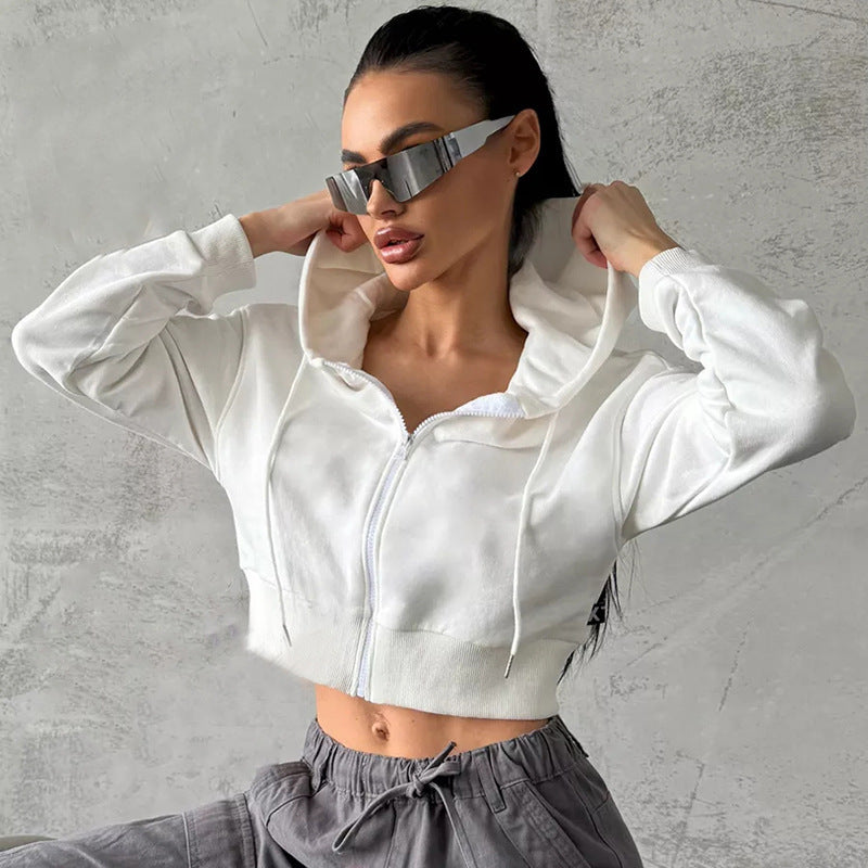 Damen Sportliche Crop-Top Jacke WW