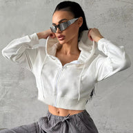 Damen Sportliche Crop-Top Jacke WW