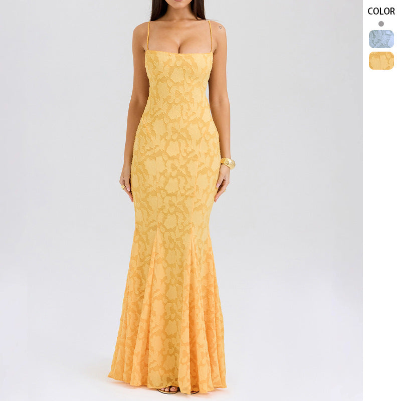 Damen Figurbetontes Abendkleid mit luxuriösem Spitzenmuster und elegantem Schnitt WW