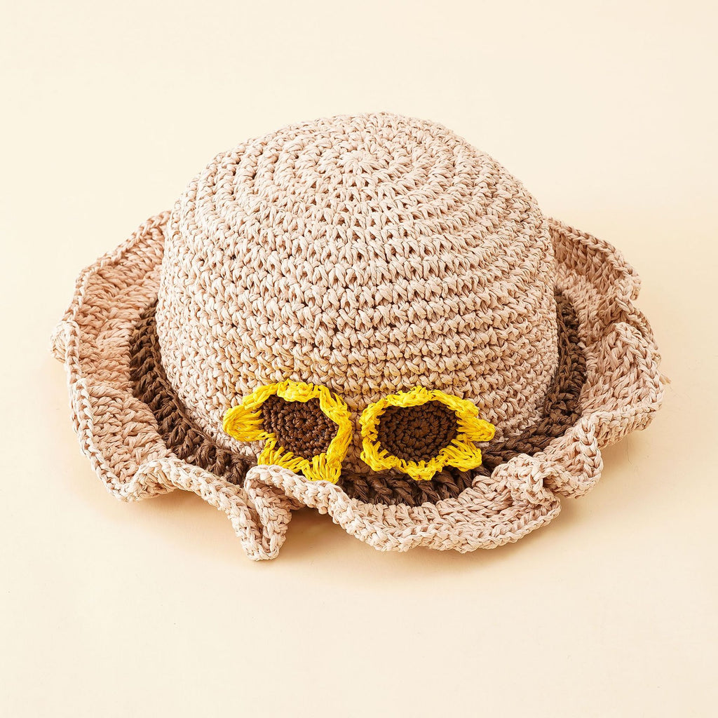 Damen Strohhut mit verspieltem Sonnenblumen-Applikationen WW
