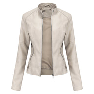WW - Damen schlichte Kunstlederjacke für einen kantigen Look