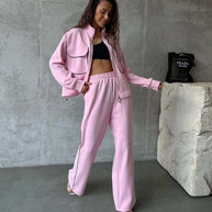 Damen Relaxed-Fit Loungewear-Set mit Reißverschluss und weitem Schnitt WW