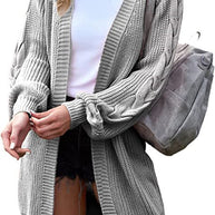 Damen Strickcardigan mit voluminösen Ärmeln und Zopfdetails WW