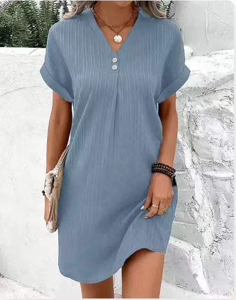 Damen lässiges Midi-Kleid mit Knopfdetails W&W Mode