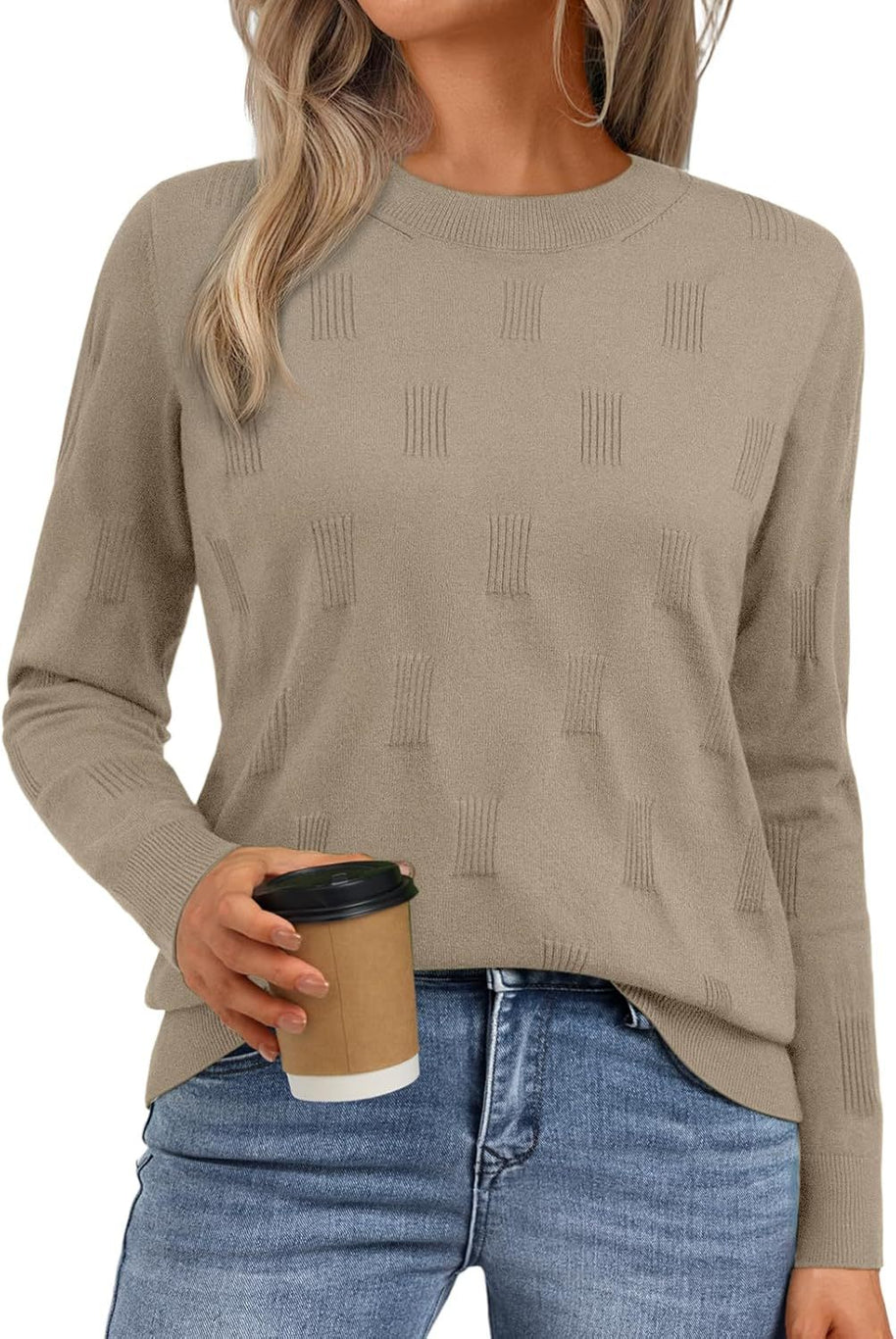 Damen Strickpullover mit strukturiertem Muster und lässigem Schnitt WW