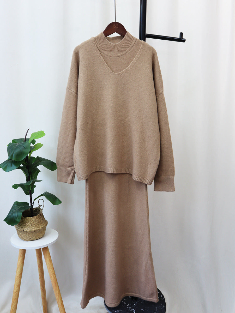 Damen Strickensemble mit weitem Schnitt und V-Ausschnitt WW