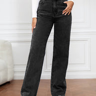Damen Weite High-Waist Jeans im klassischen Stil mit betontem Bein WW