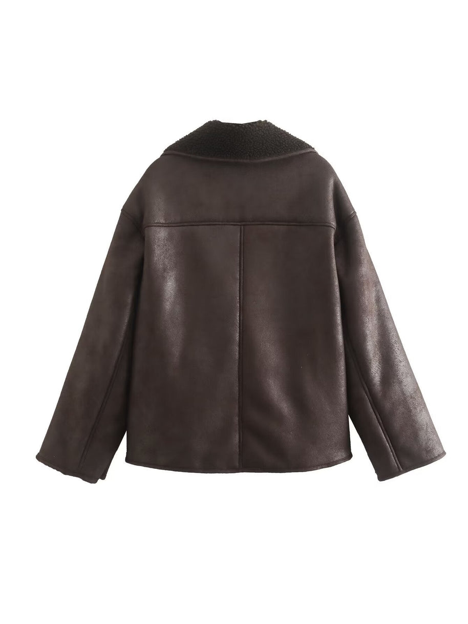 WW | Klassische Kurze Lederjacke Damen