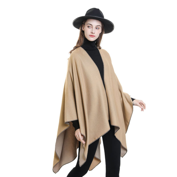 Damen Wohlfühl-Poncho aus weichem Wollmix mit elegantem Schnitt WW