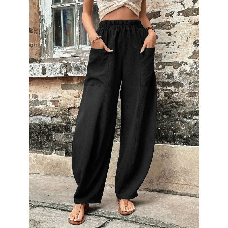 WW | Bequeme einfarbige Taschen Freizeit-Hosen
