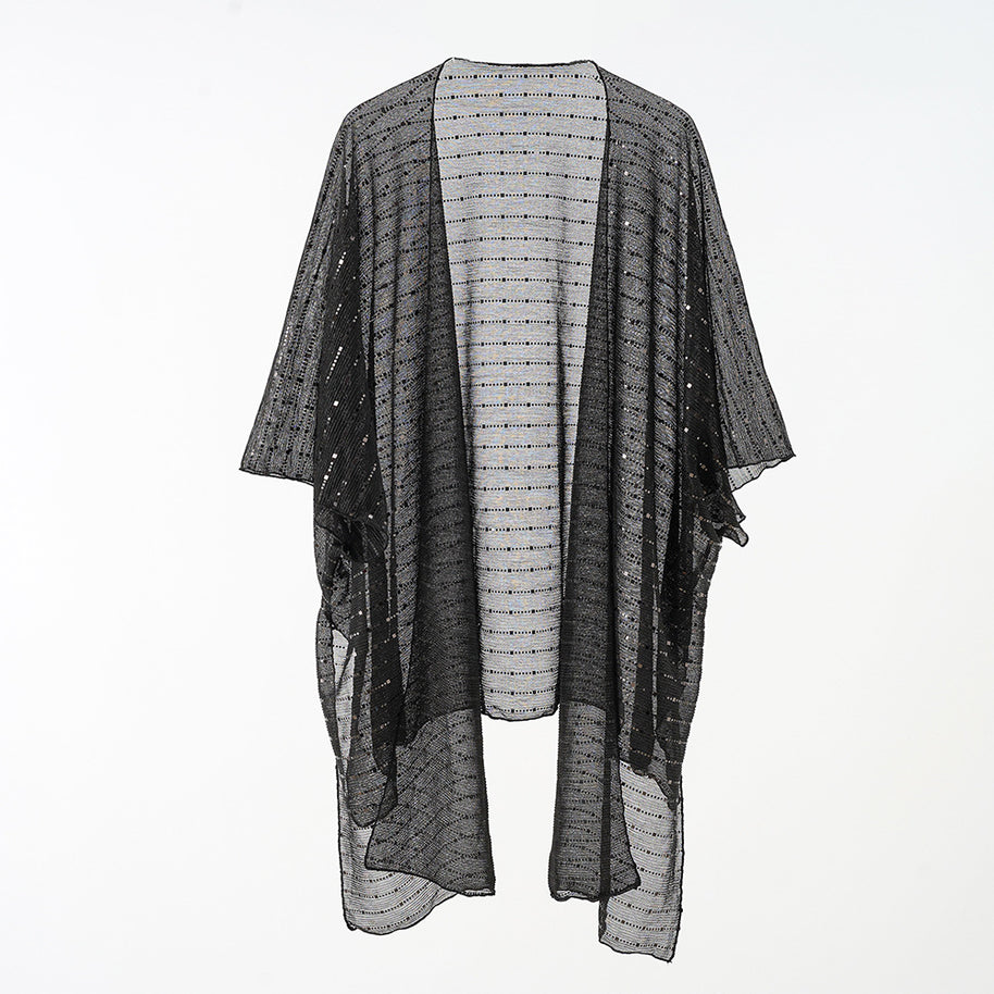 Damen Eleganter Kaftan-Überwurf mit fein gehäkeltem Design und asymmetrischen Kanten WW