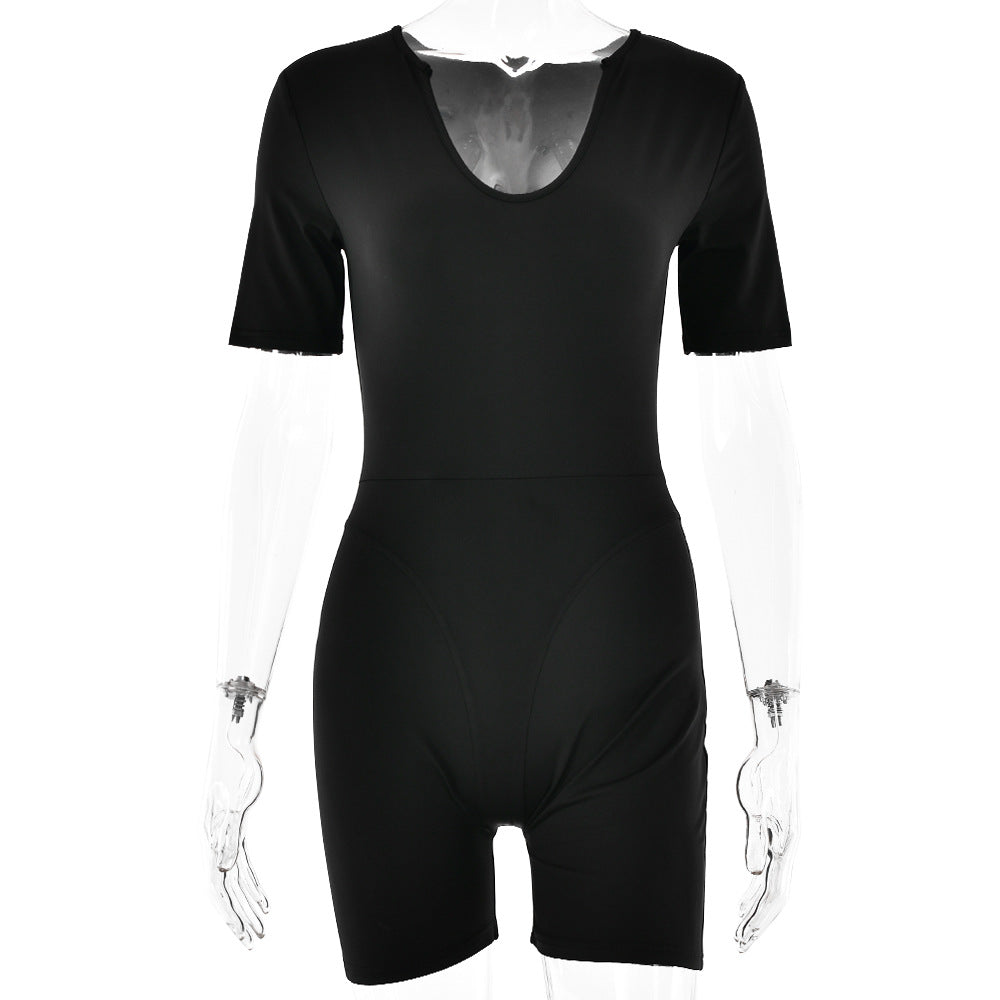 Damen Sportlicher Kurzarm-Bodysuit mit hochwertigem Baumwollmaterial und figurformendem Design W&W Mode
